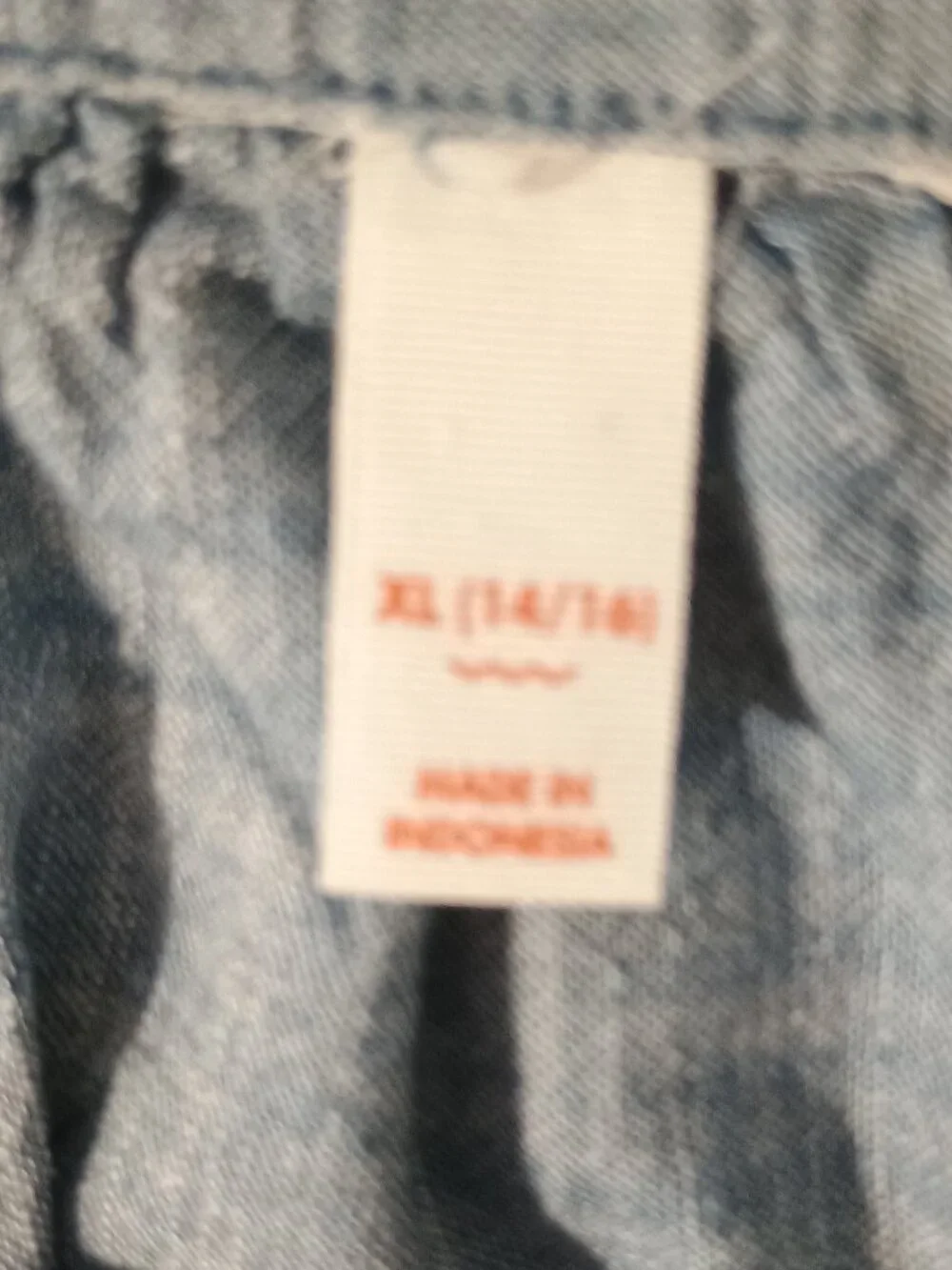Girls XL 14/16 Chambray Embroidered Peasant Dress Blue Boho Cotton Short Sleeve